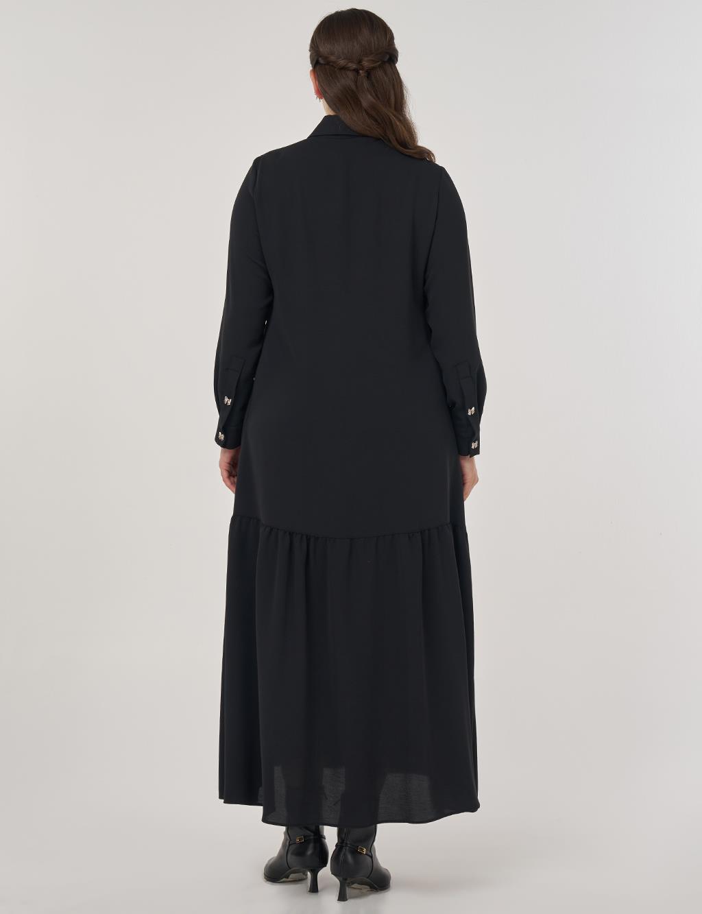 Layered Shirt Dress in Black