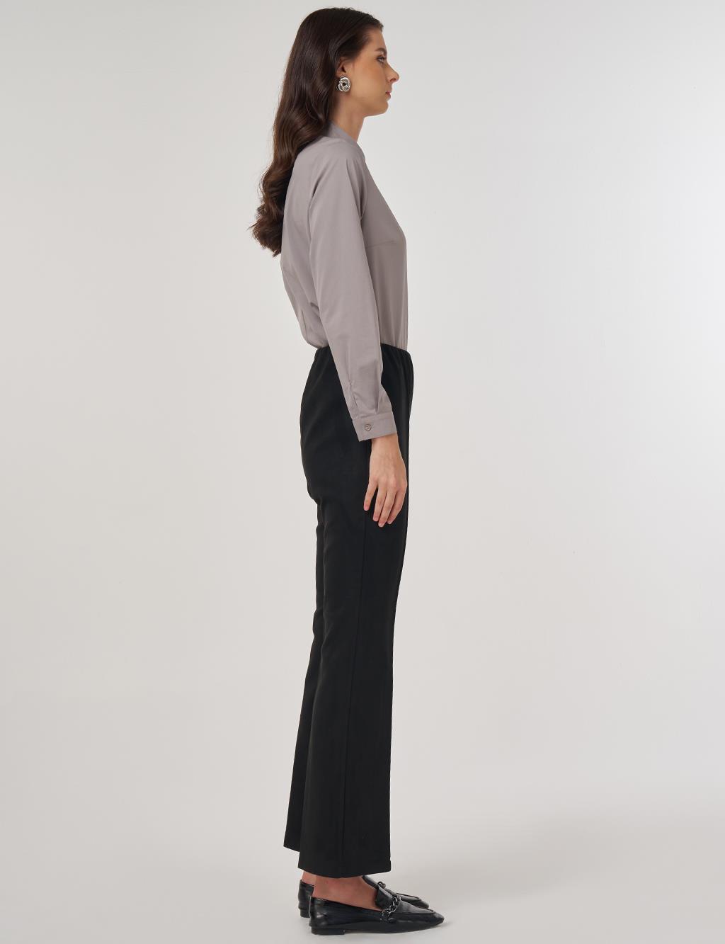 Flare Fit Suede Pants Black