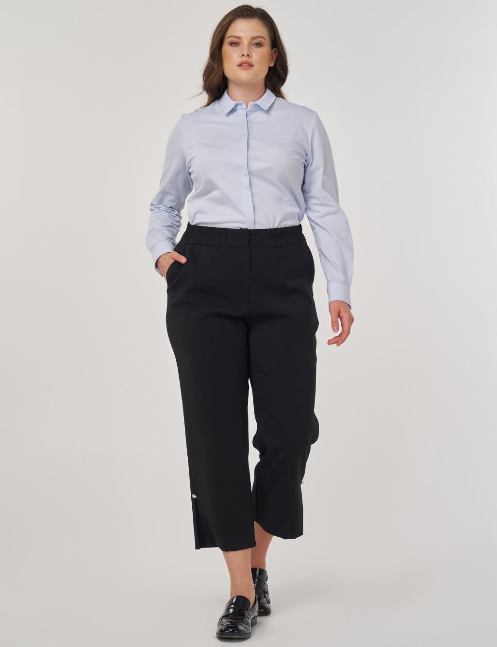 Slit Detail Relaxed Fit Pants Black 