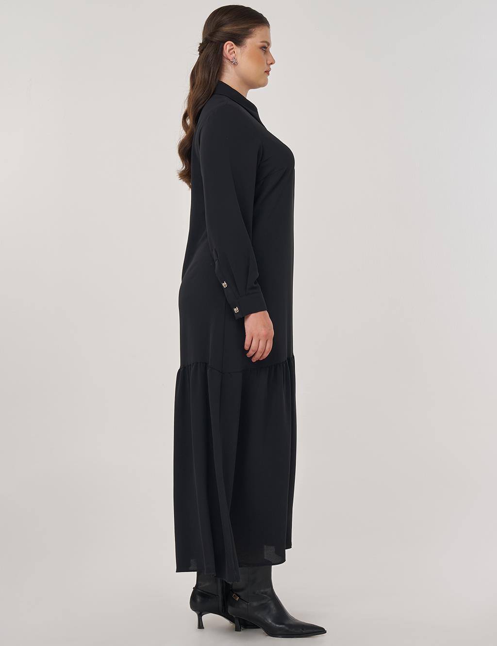 Layered Shirt Dress in Black