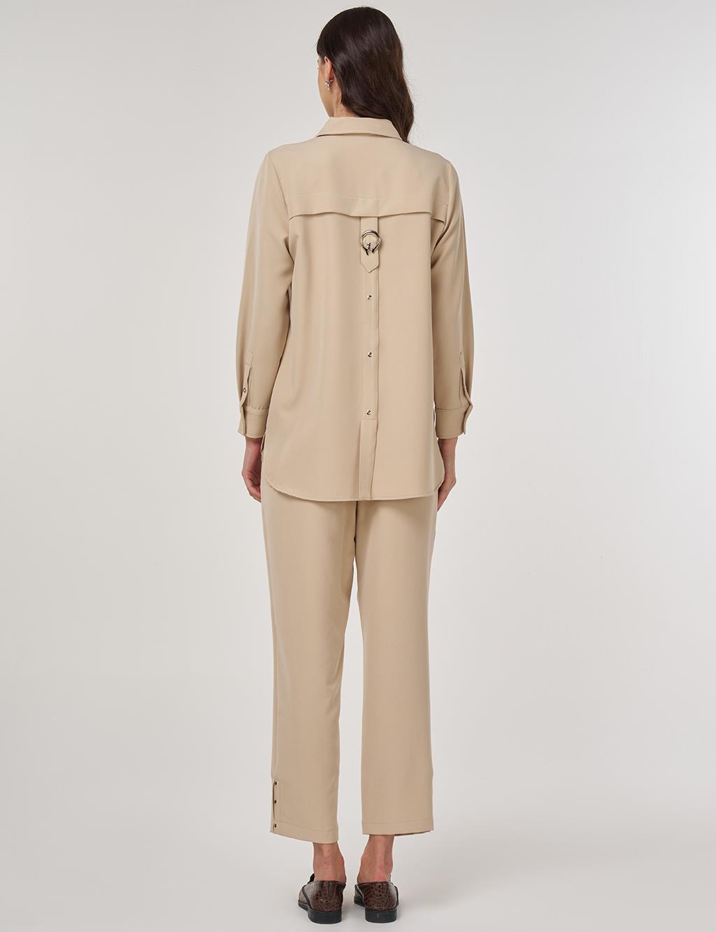 Two-Piece Suit with Metal Detail in Stone