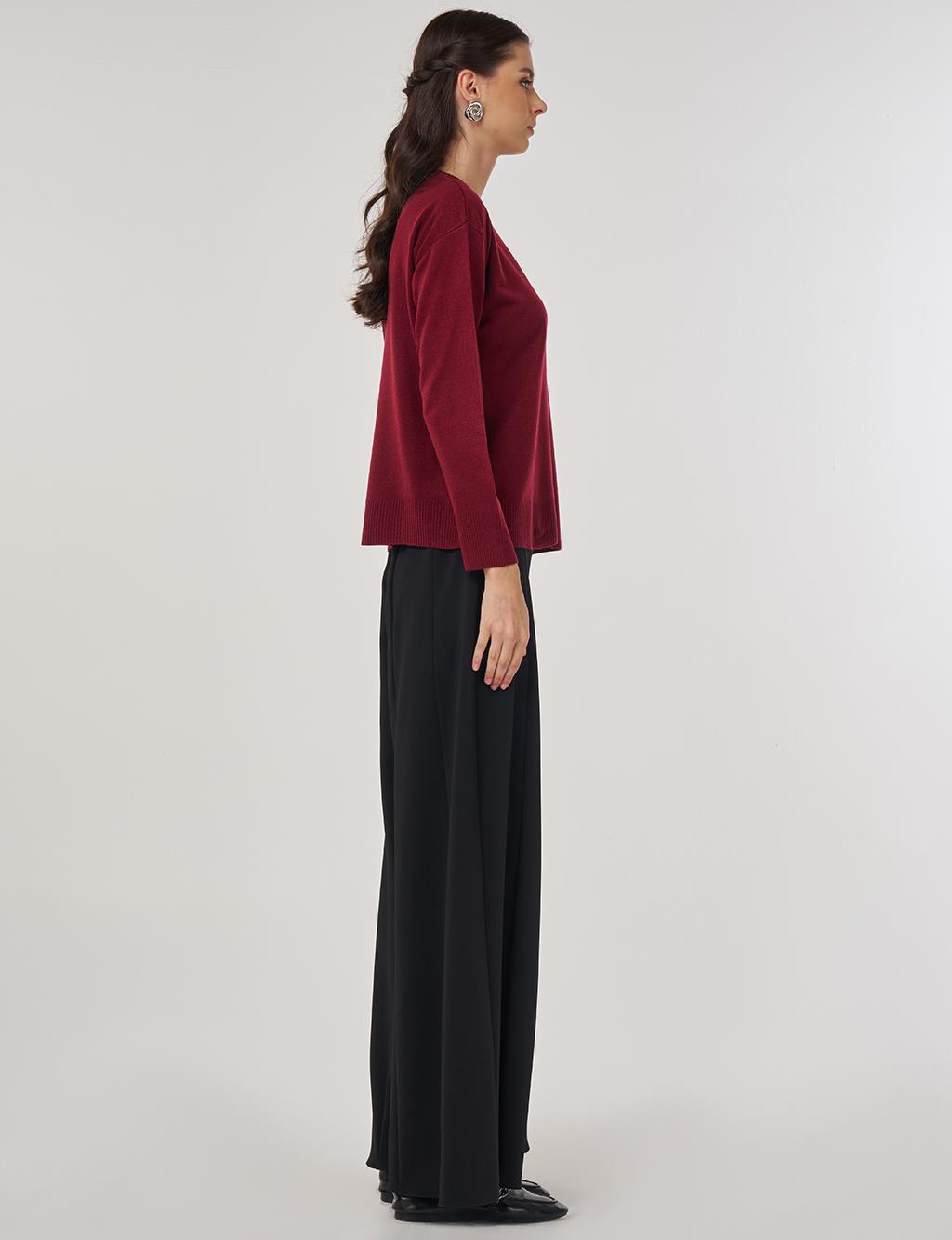 Button-Detail Knit Cardigan Burgundy