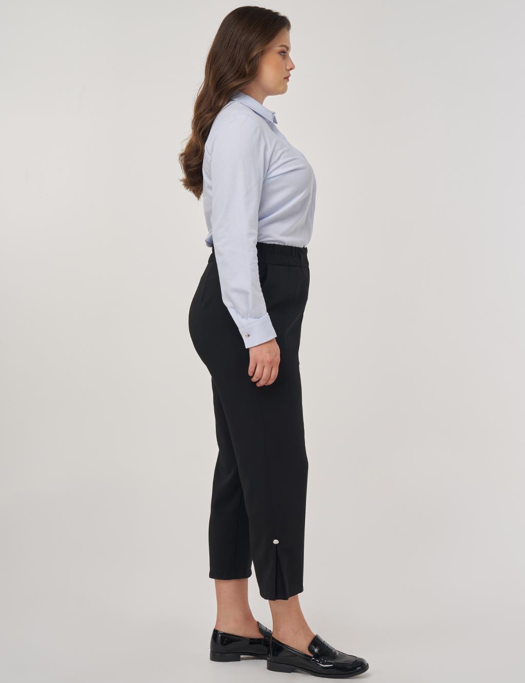 Slit Detail Relaxed Fit Pants Black 