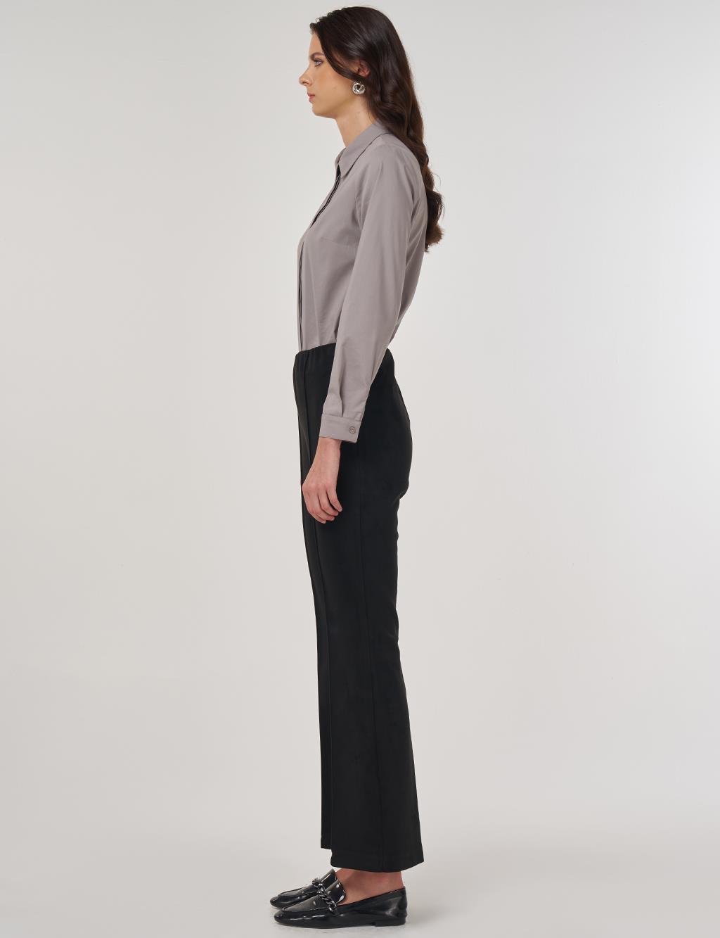 Flare Fit Suede Pants Black