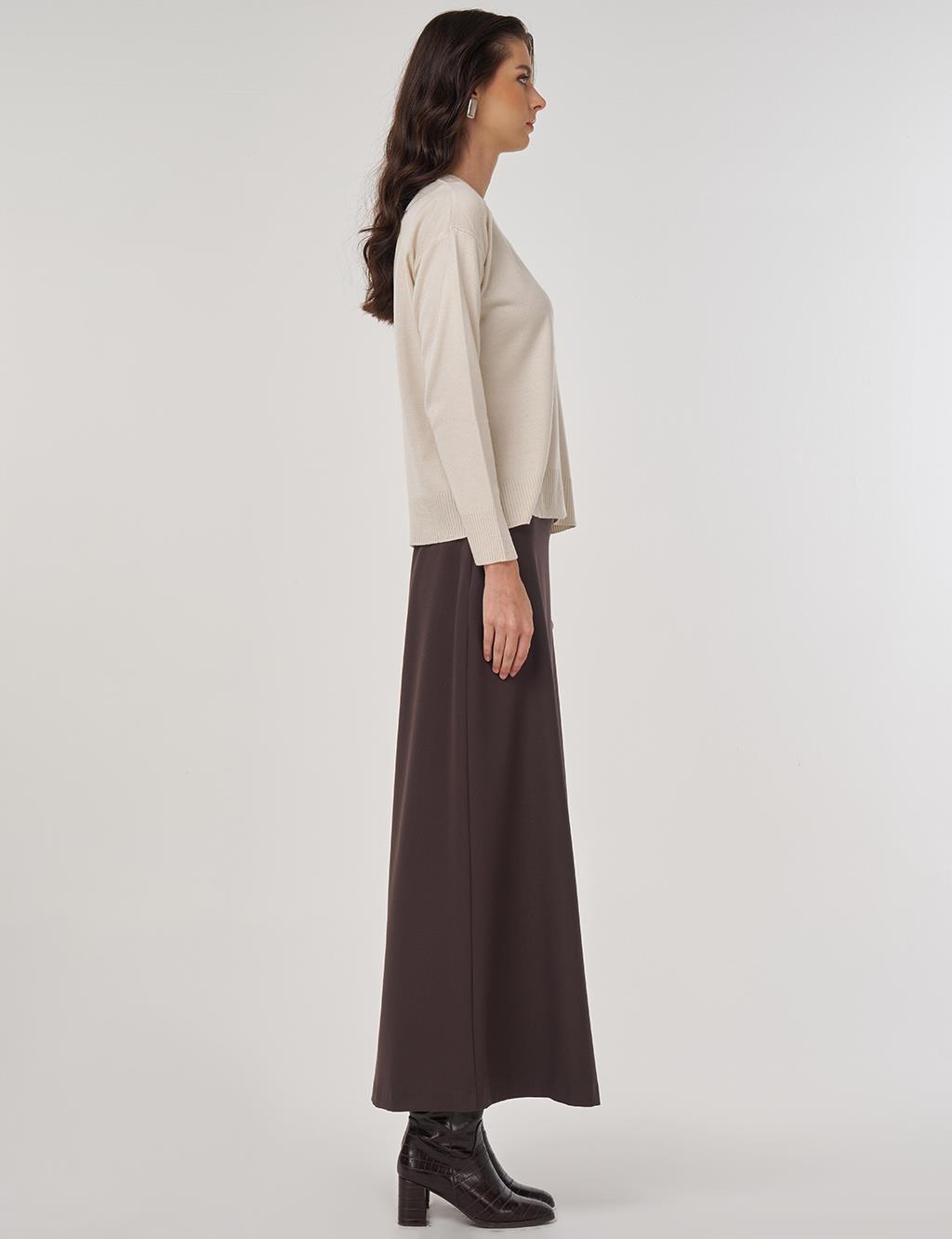 Button-Detail Knit Cardigan Ecru