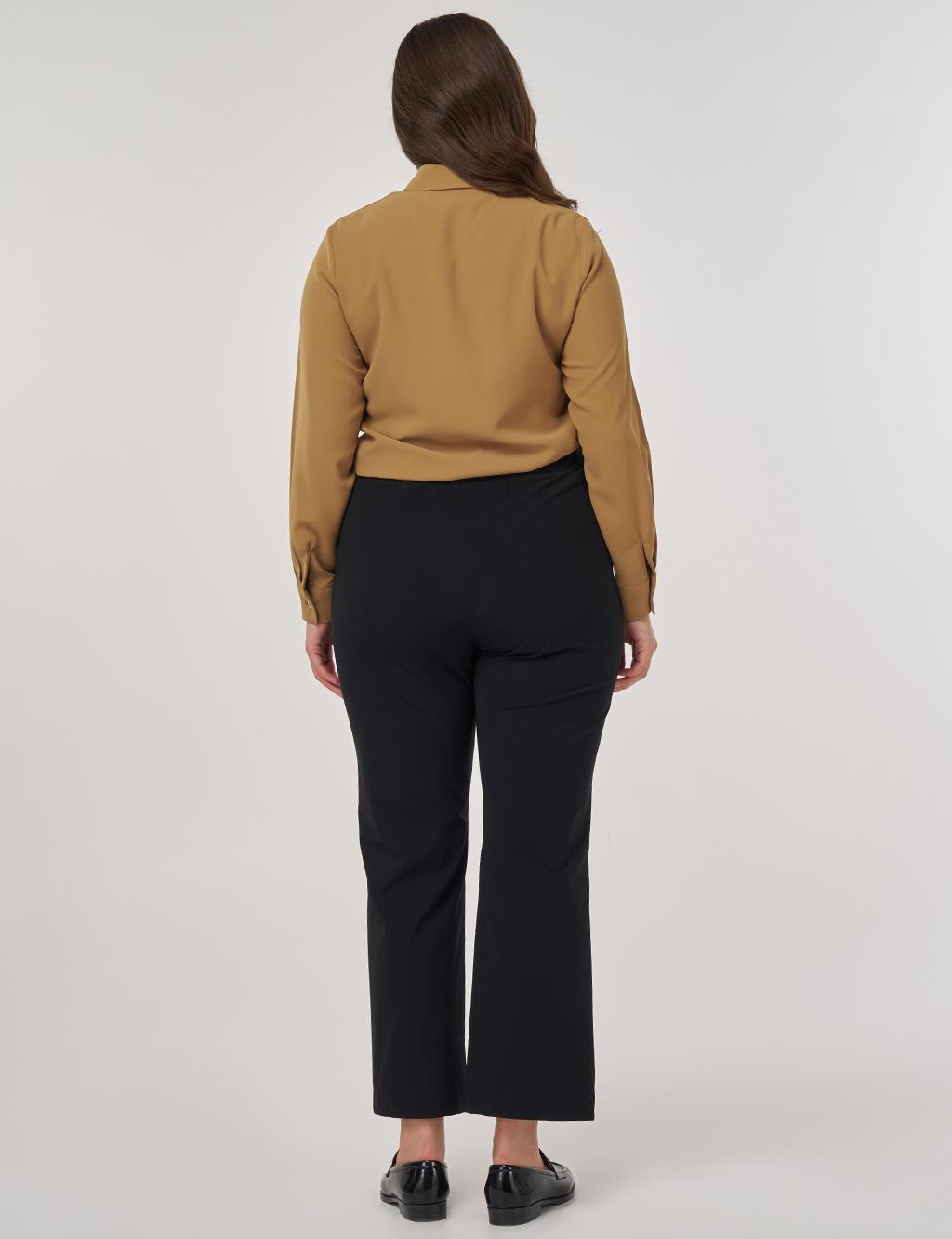 High-Waist Fabric Pants Black 