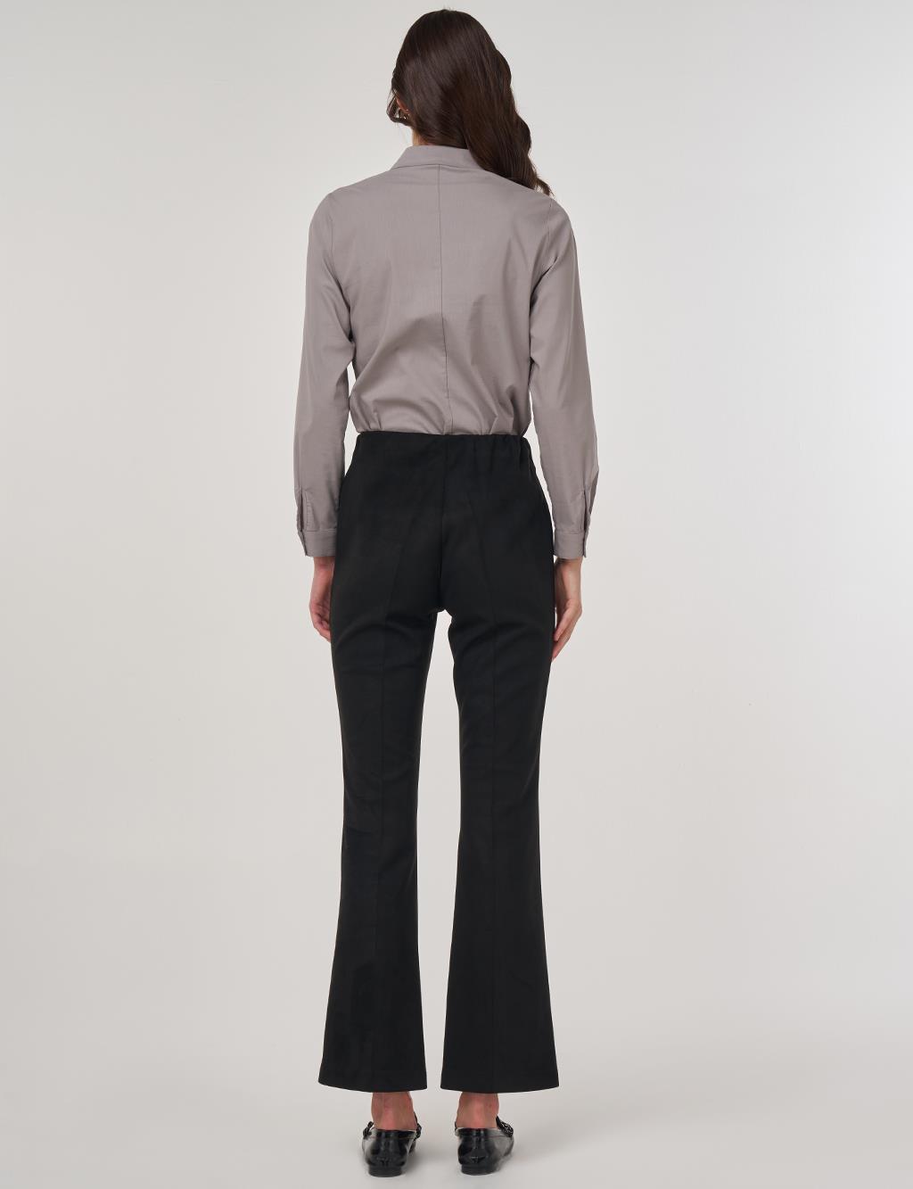 Flare Fit Suede Pants Black