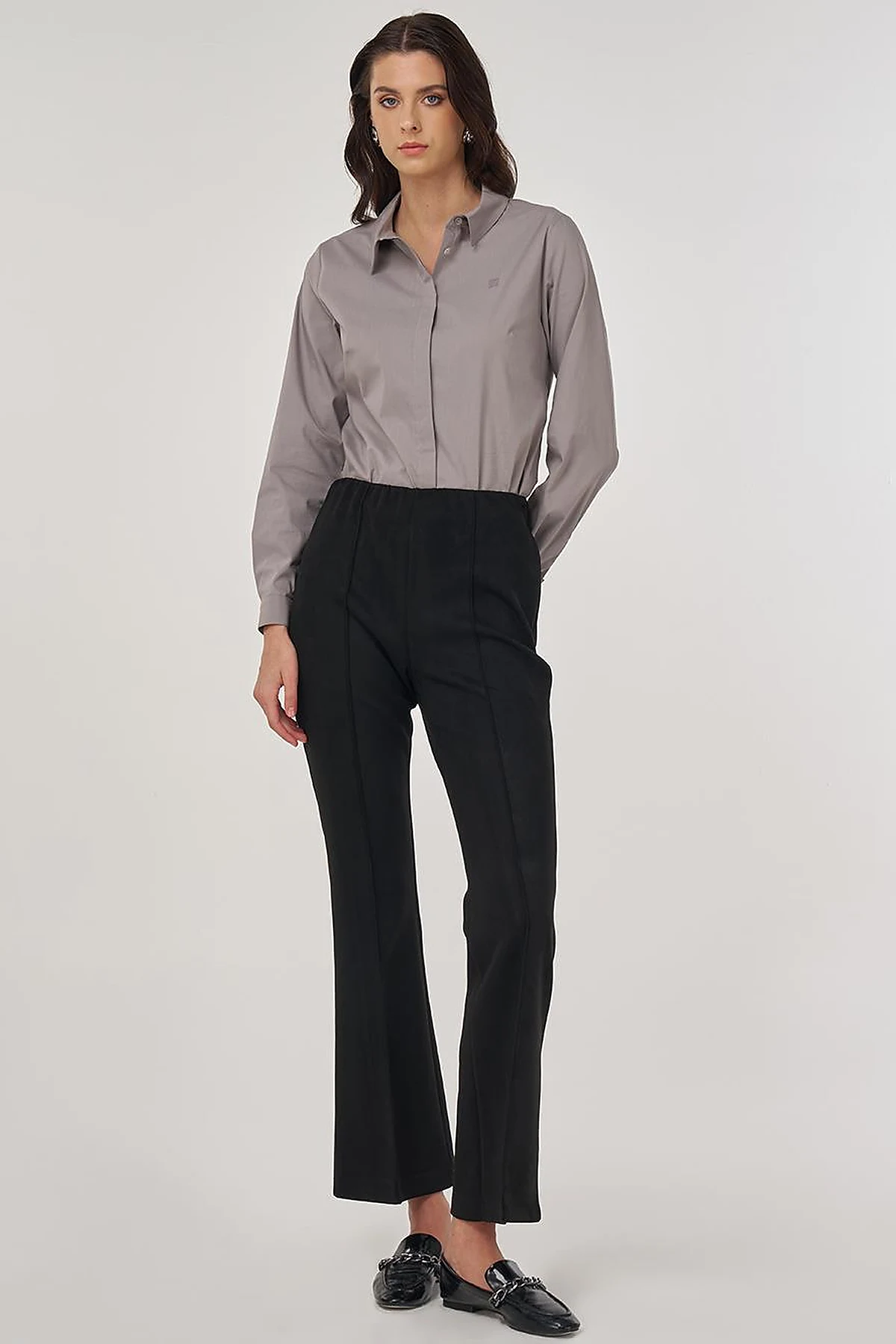Flare Fit Süet Pantolon Siyah 