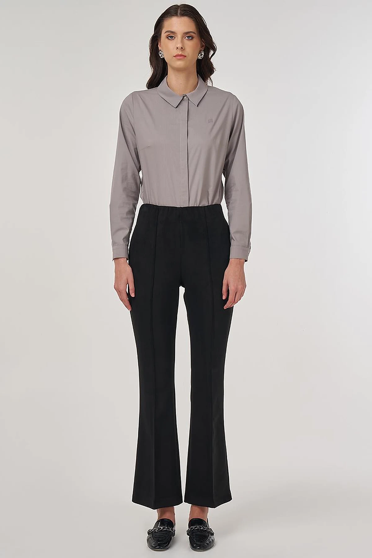 Flare Fit Süet Pantolon Siyah 