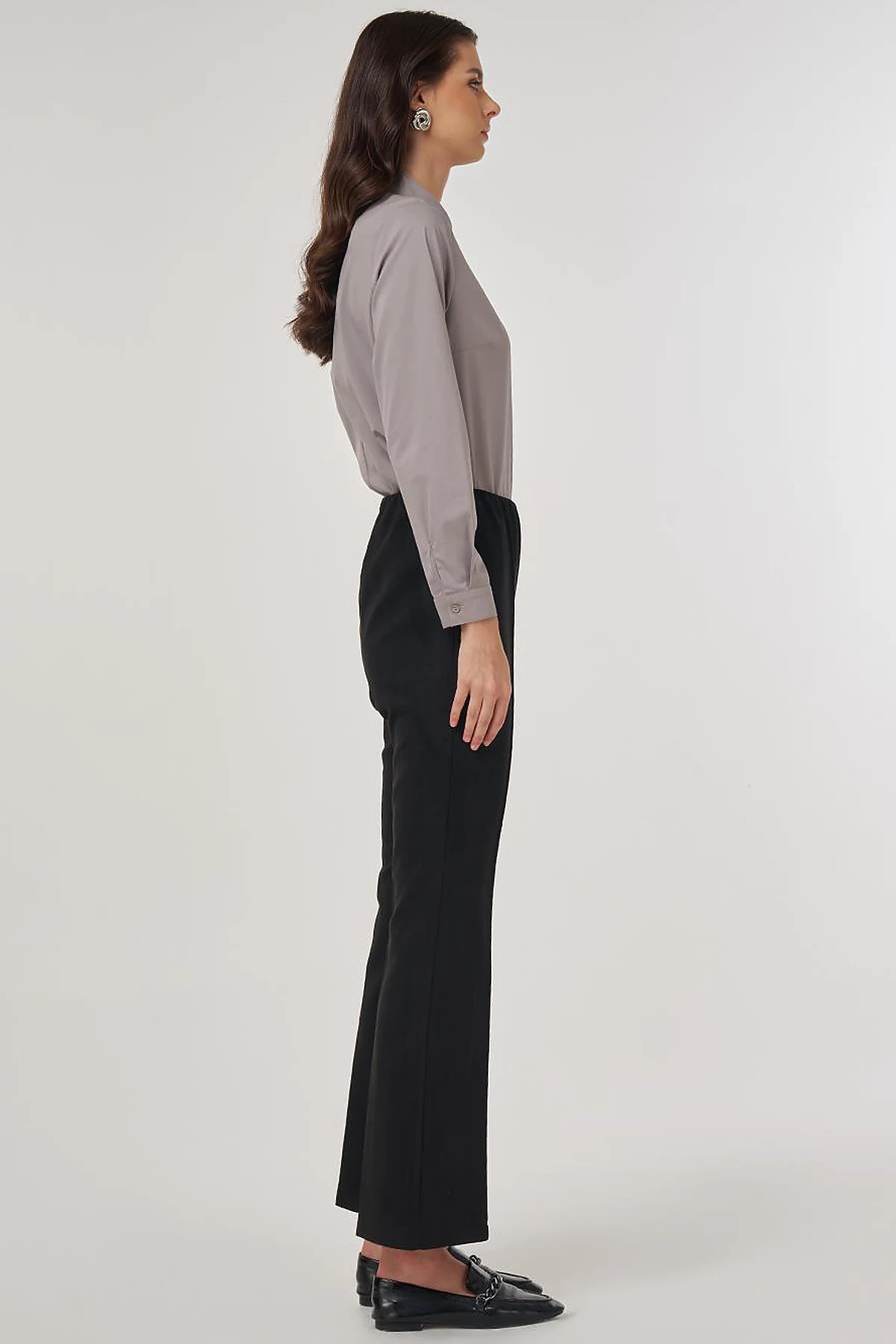 Flare Fit Süet Pantolon Siyah 