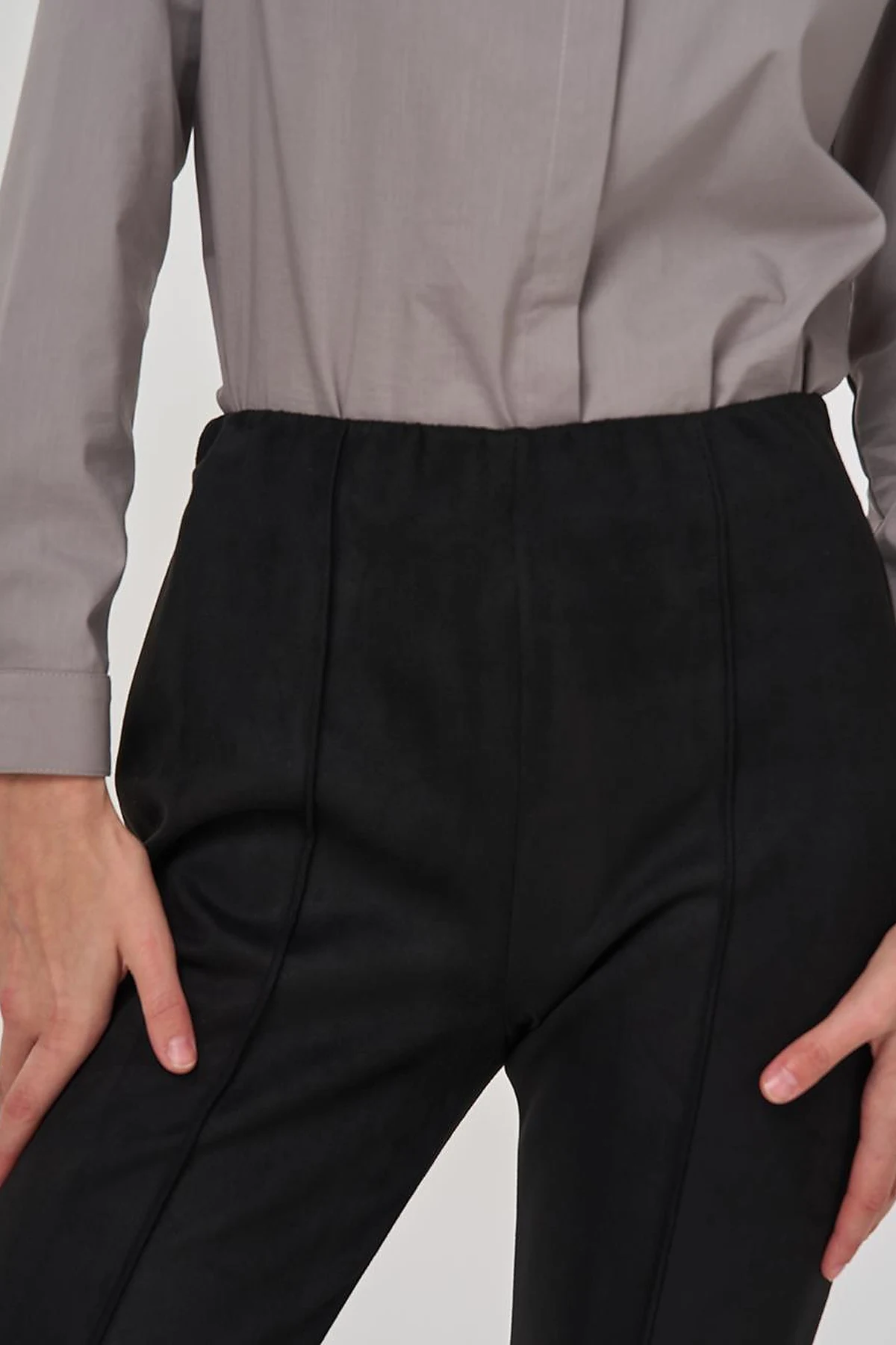 Flare Fit Süet Pantolon Siyah 