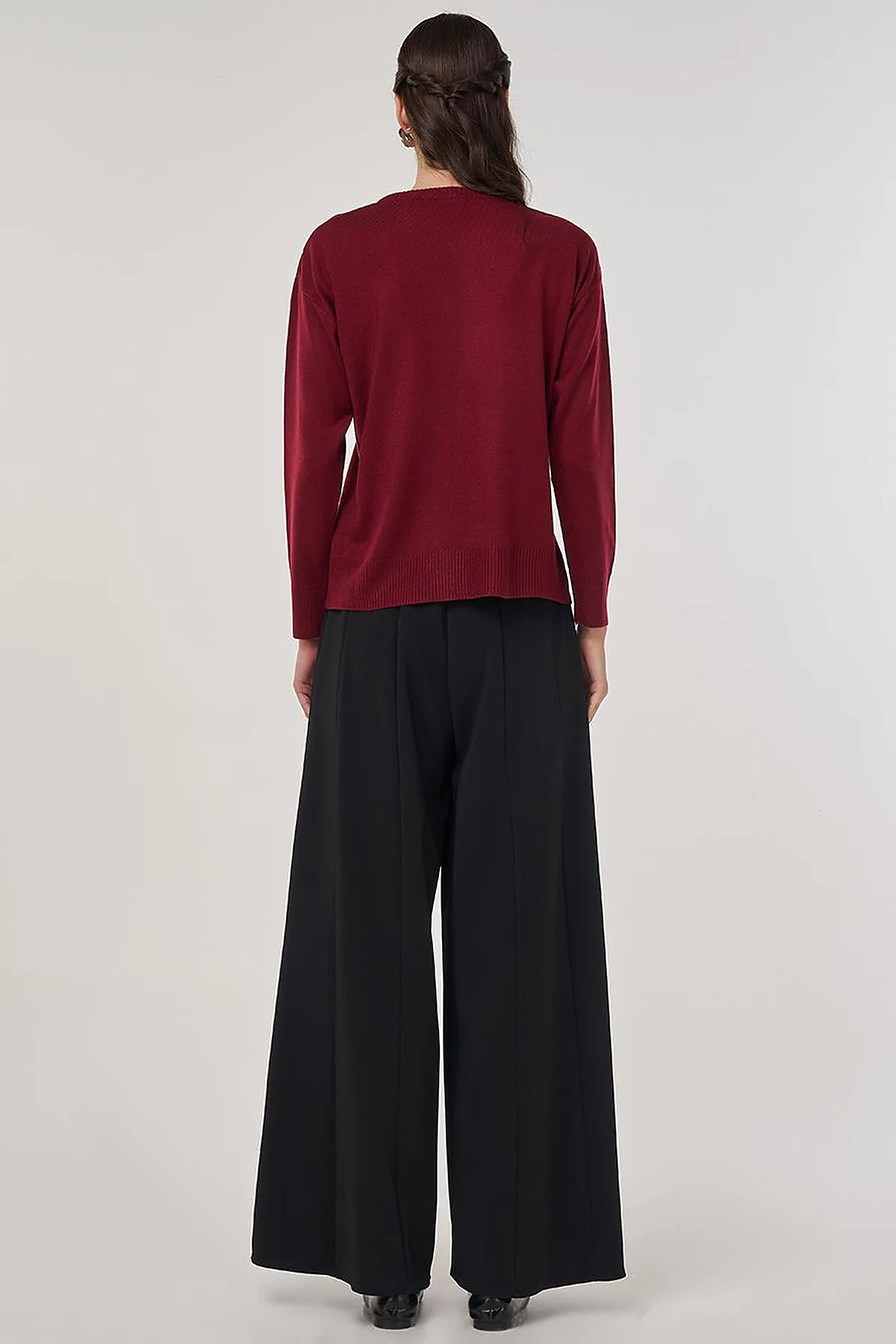 Button-Detail Knit Cardigan Burgundy