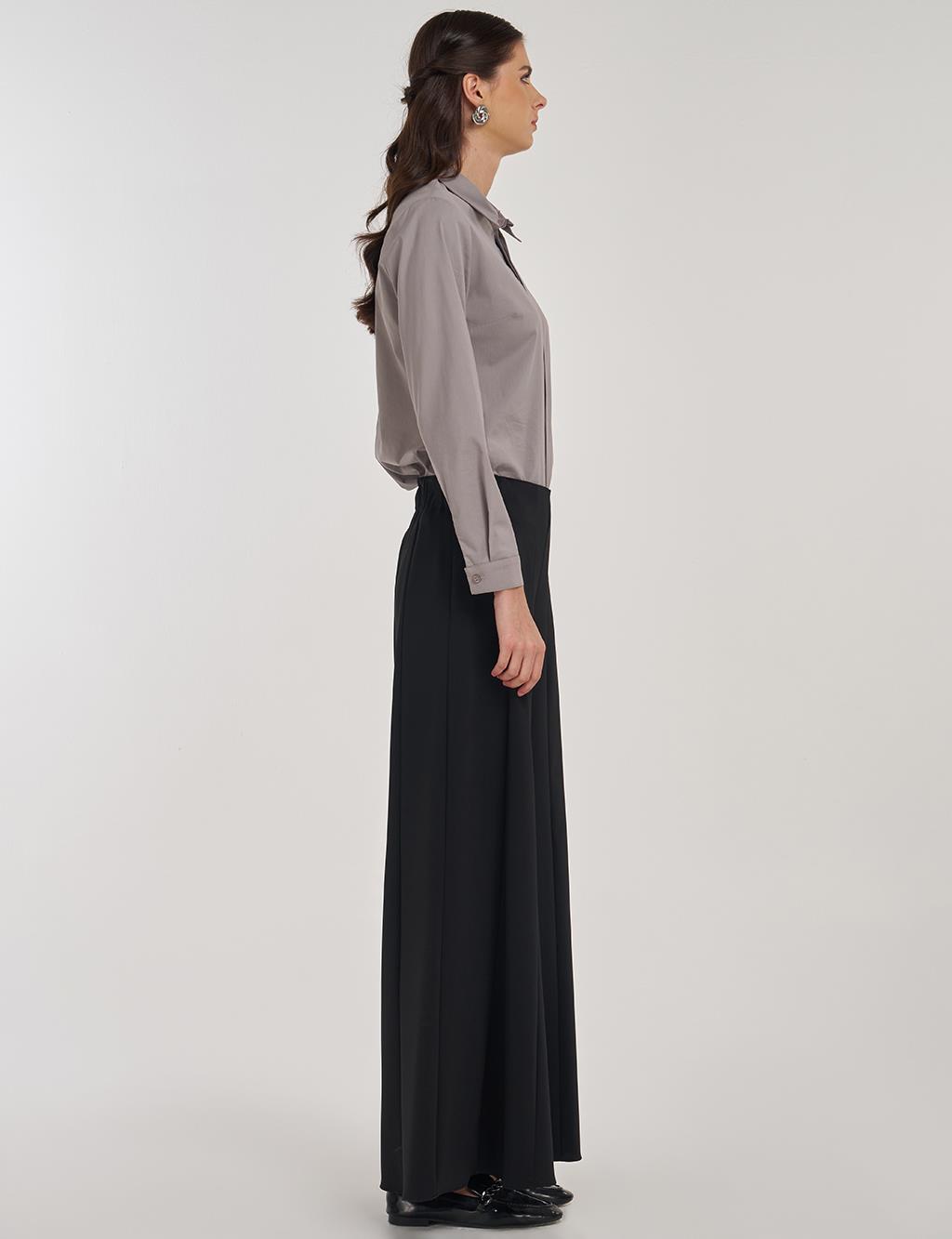 High-Waisted Skirt and Pants in Black