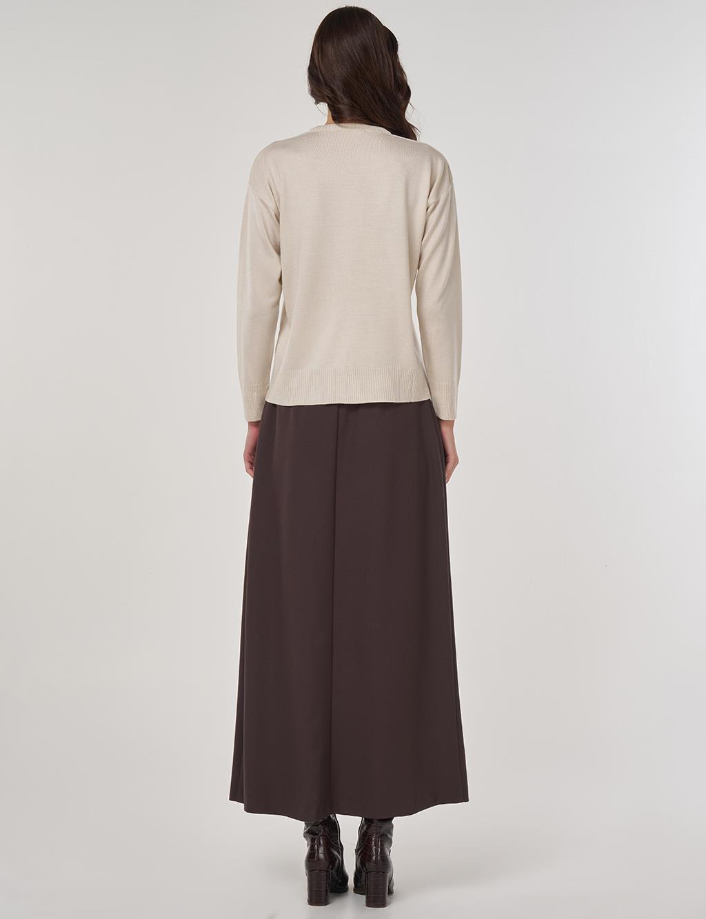 Button-Detail Knit Cardigan Ecru