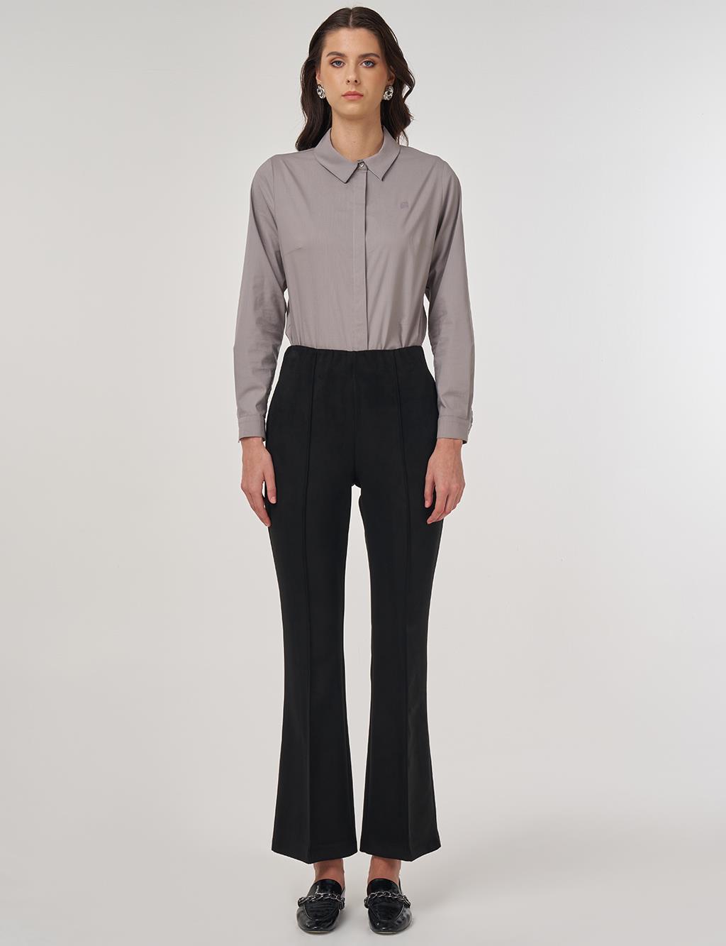 Flare Fit Suede Pants Black
