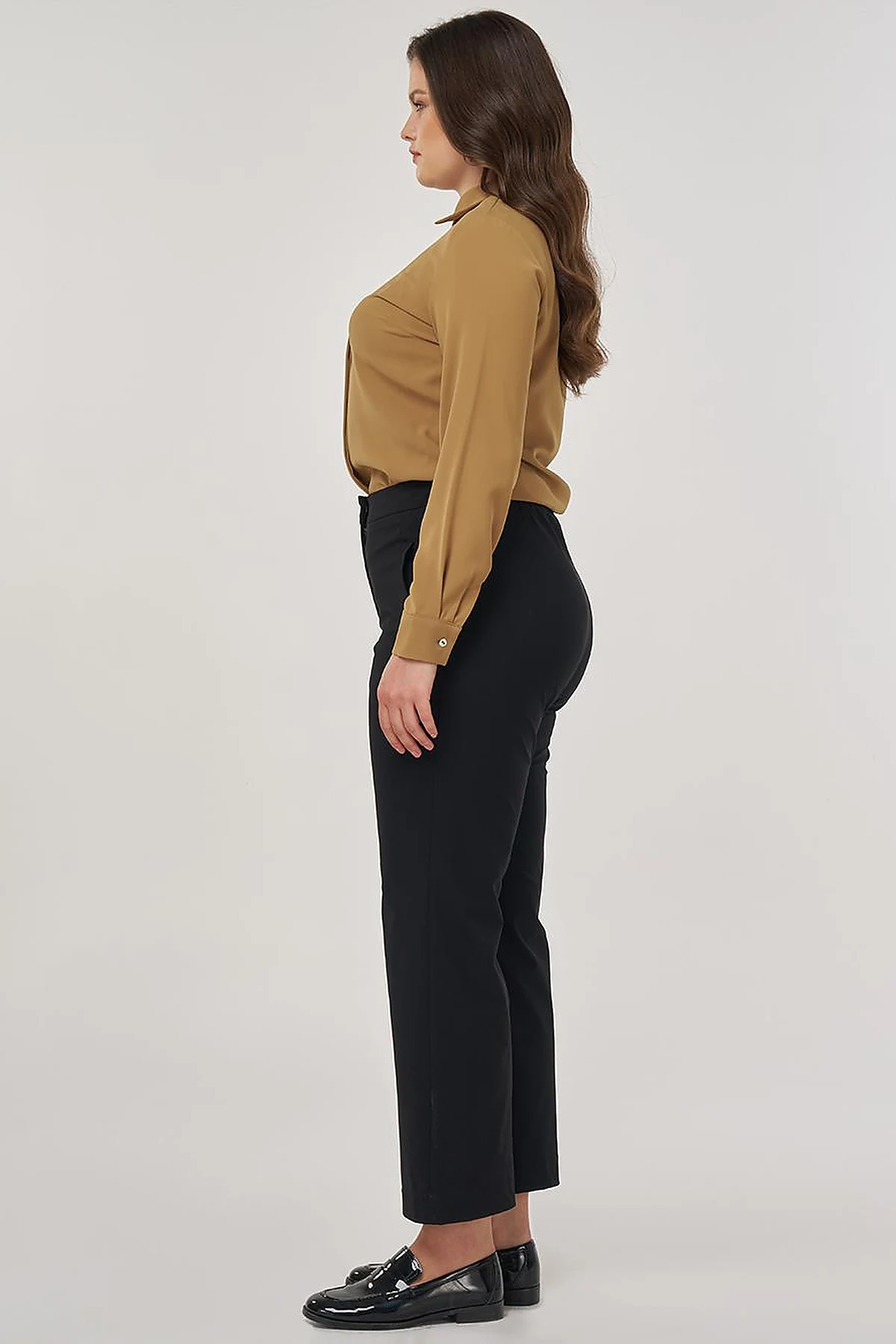 High-Waist Fabric Pants Black 