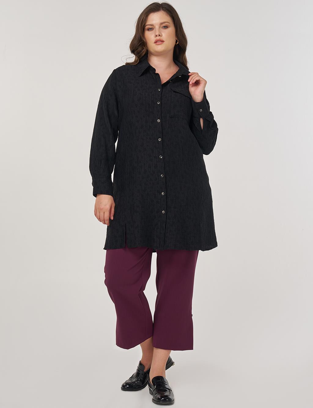 Single Pocket Lyocell Viscose Tunic in Black