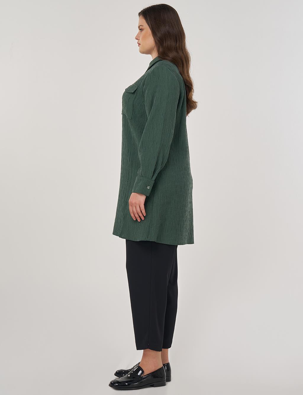 Single Pocket Lyocell Viscose Tunic in Bronze Green