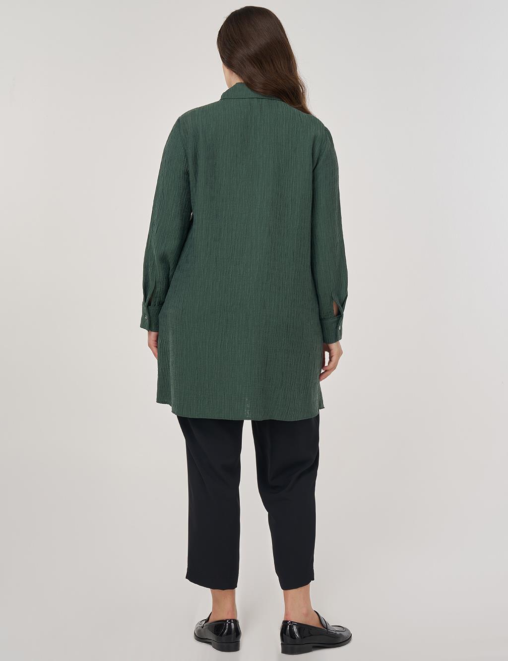 Single Pocket Lyocell Viscose Tunic in Bronze Green