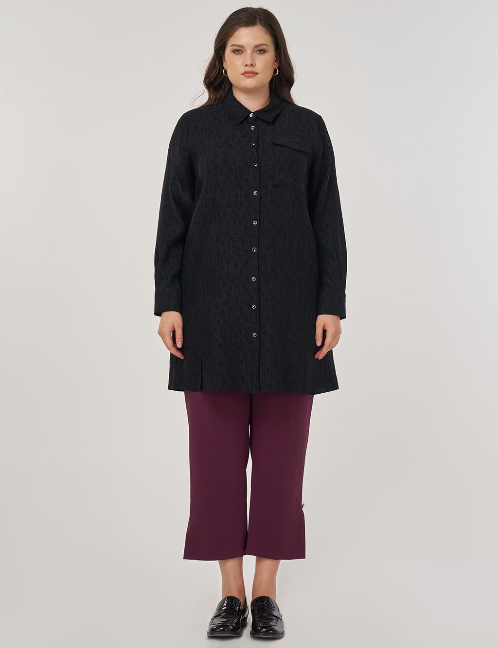 Single Pocket Lyocell Viscose Tunic in Black