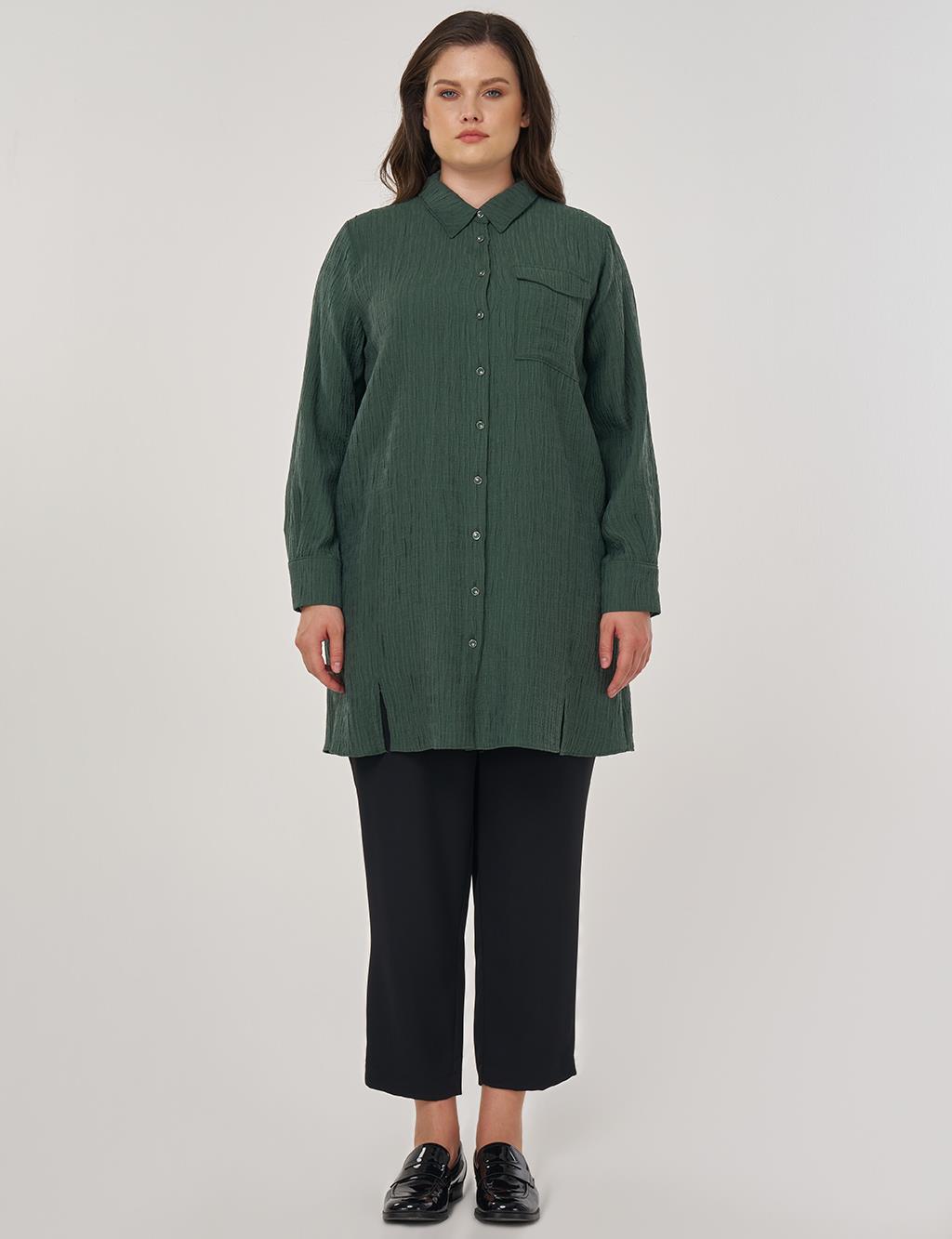 Single Pocket Lyocell Viscose Tunic in Bronze Green