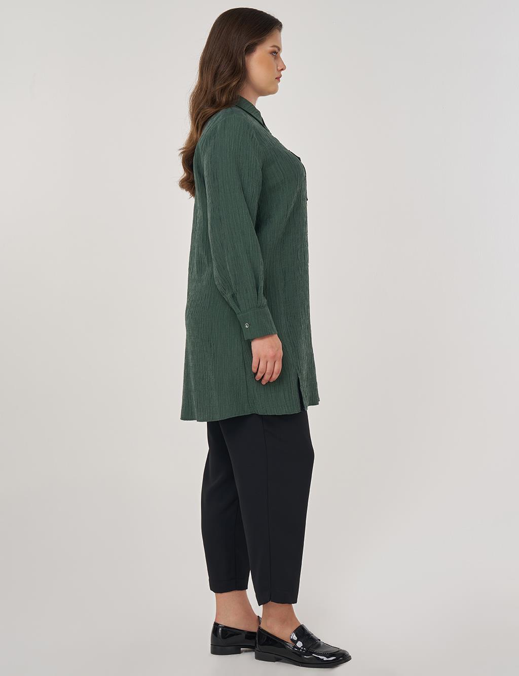 Single Pocket Lyocell Viscose Tunic in Bronze Green