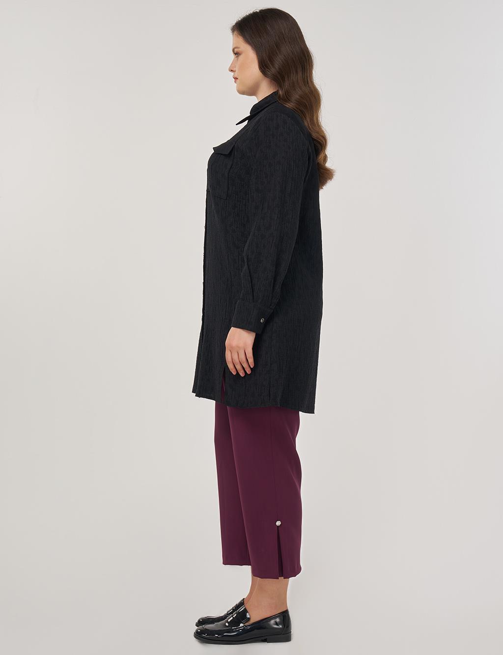 Single Pocket Lyocell Viscose Tunic in Black