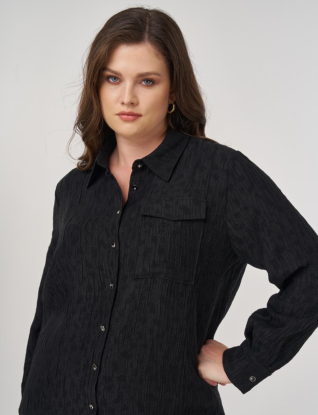 Single Pocket Lyocell Viscose Tunic in Black