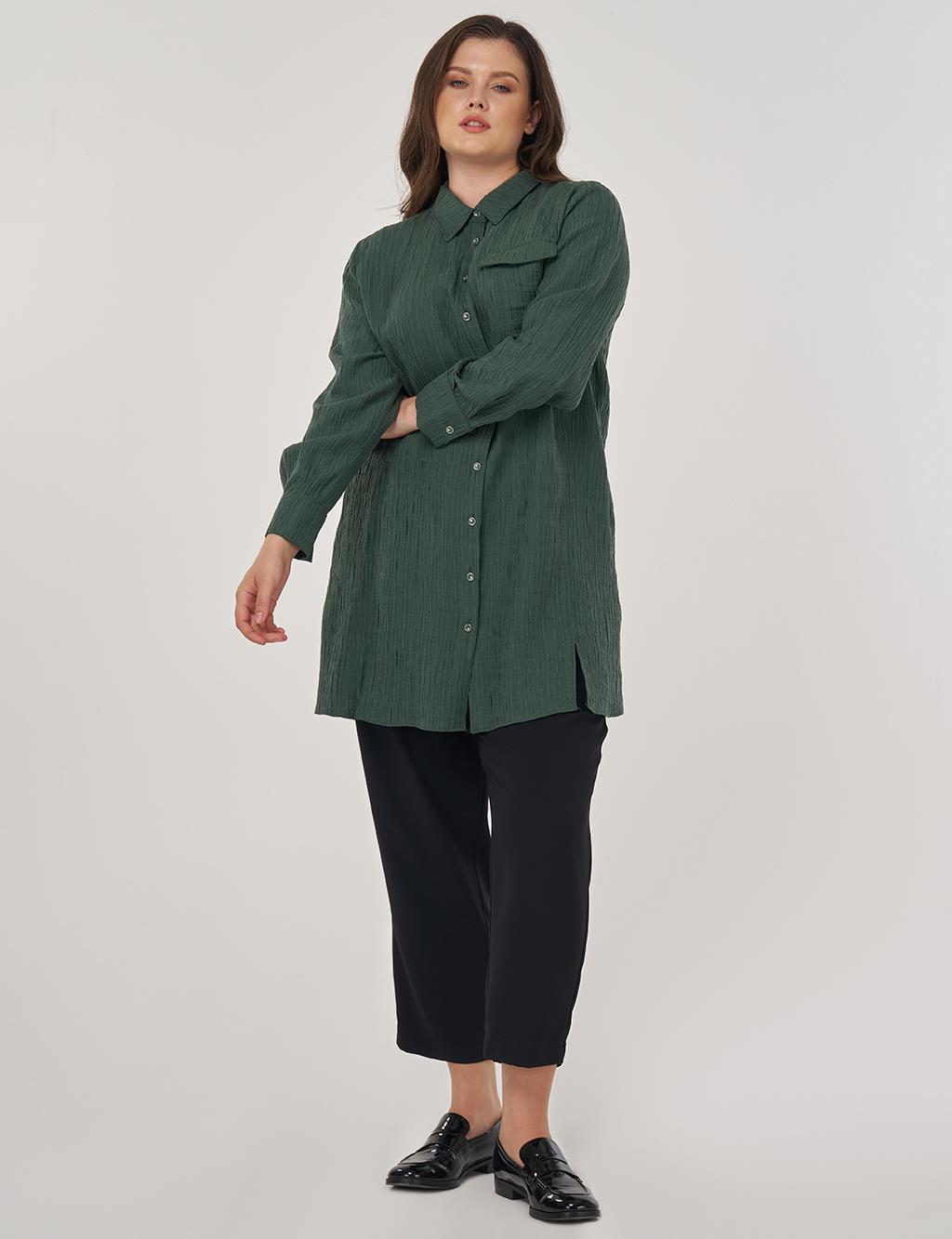 Single Pocket Lyocell Viscose Tunic in Bronze Green