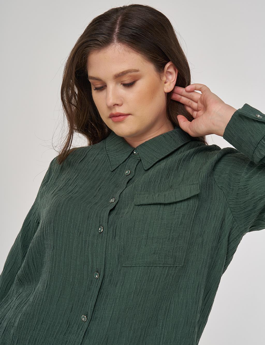Single Pocket Lyocell Viscose Tunic in Bronze Green