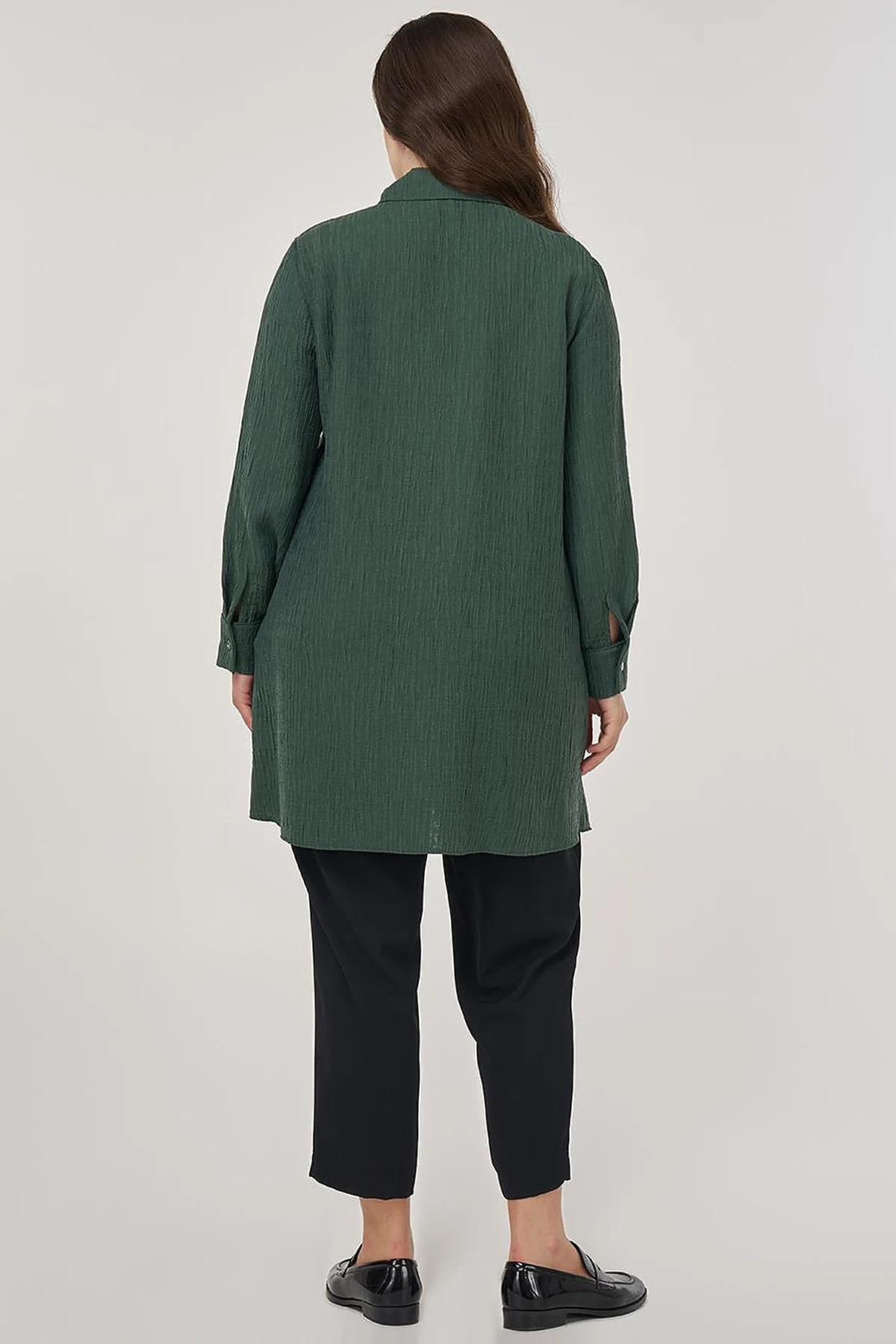 Single Pocket Lyocell Viscose Tunic in Bronze Green