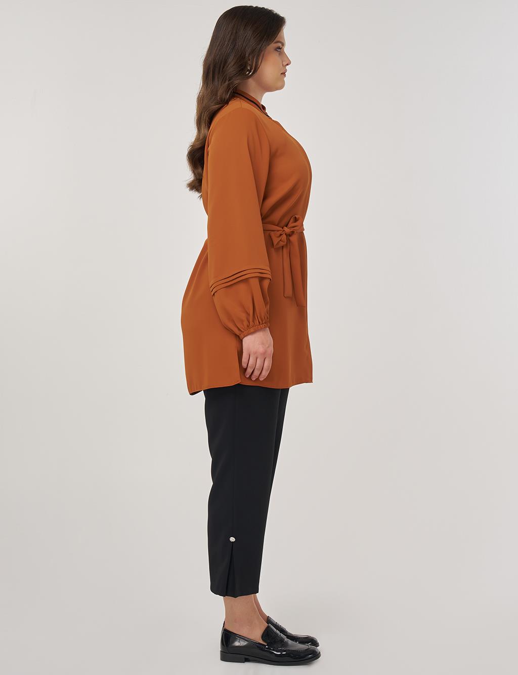 Ribbed Tunic in Brick Red