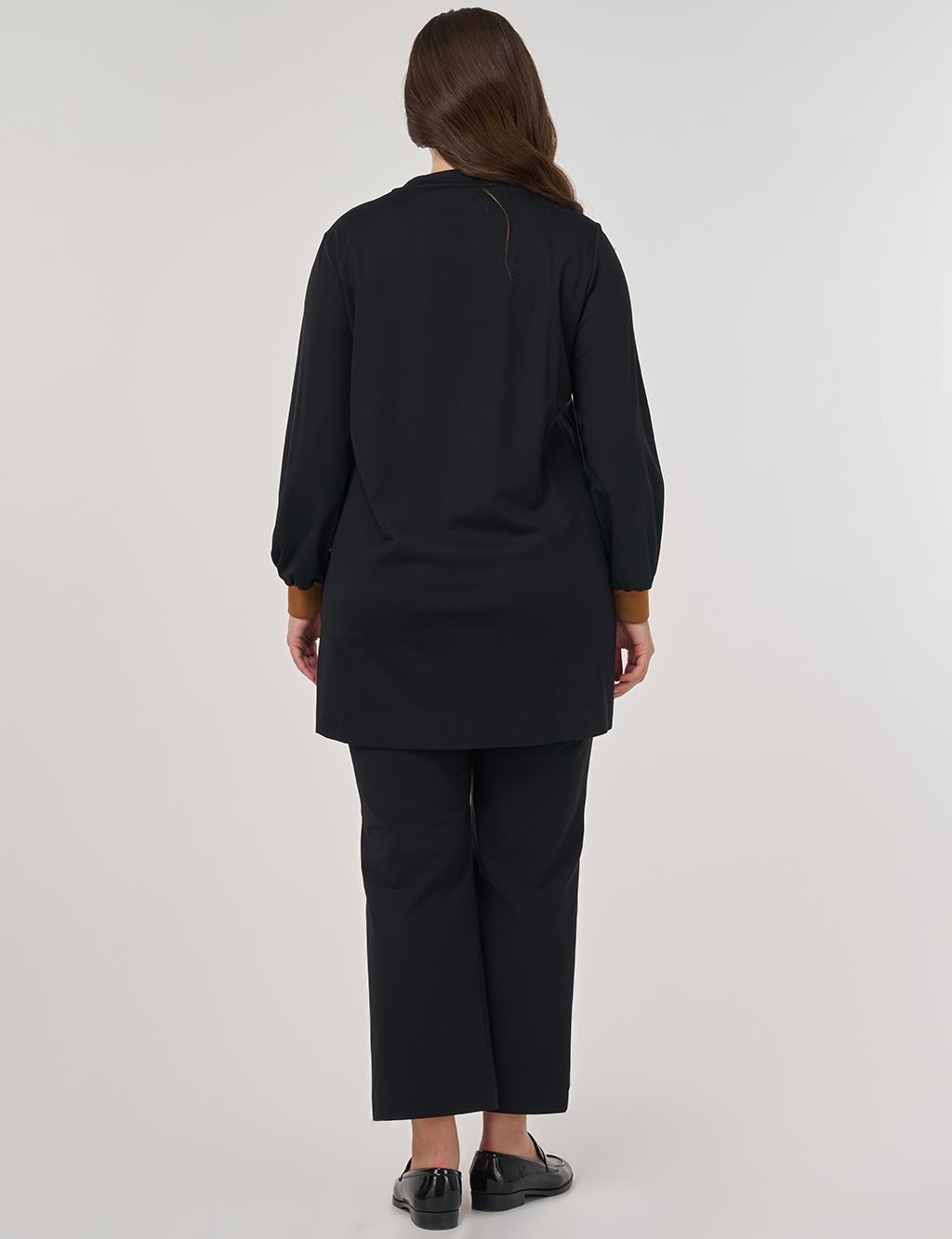 Rayon Sweatshirt with Visual Print in Black