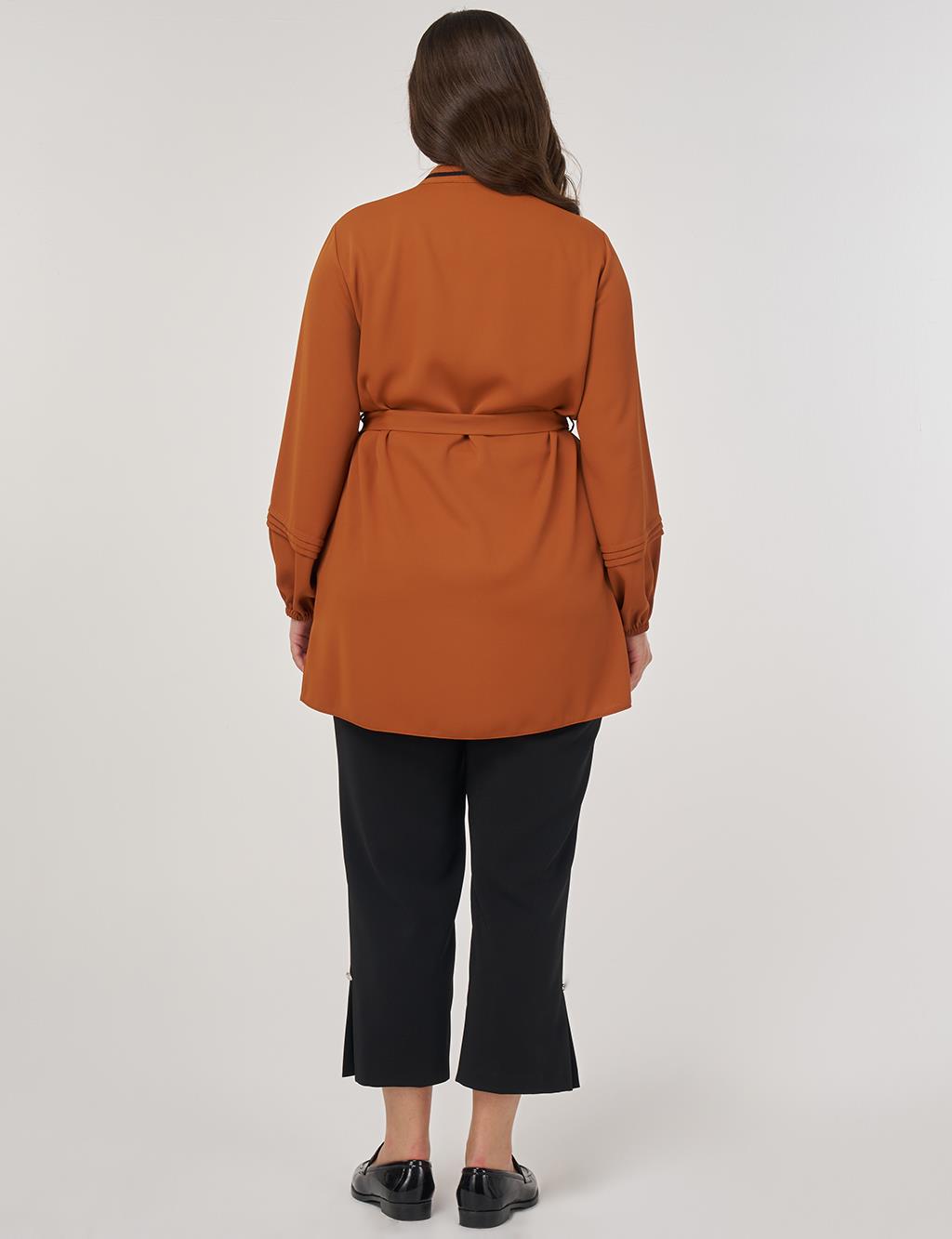 Ribbed Tunic in Brick Red