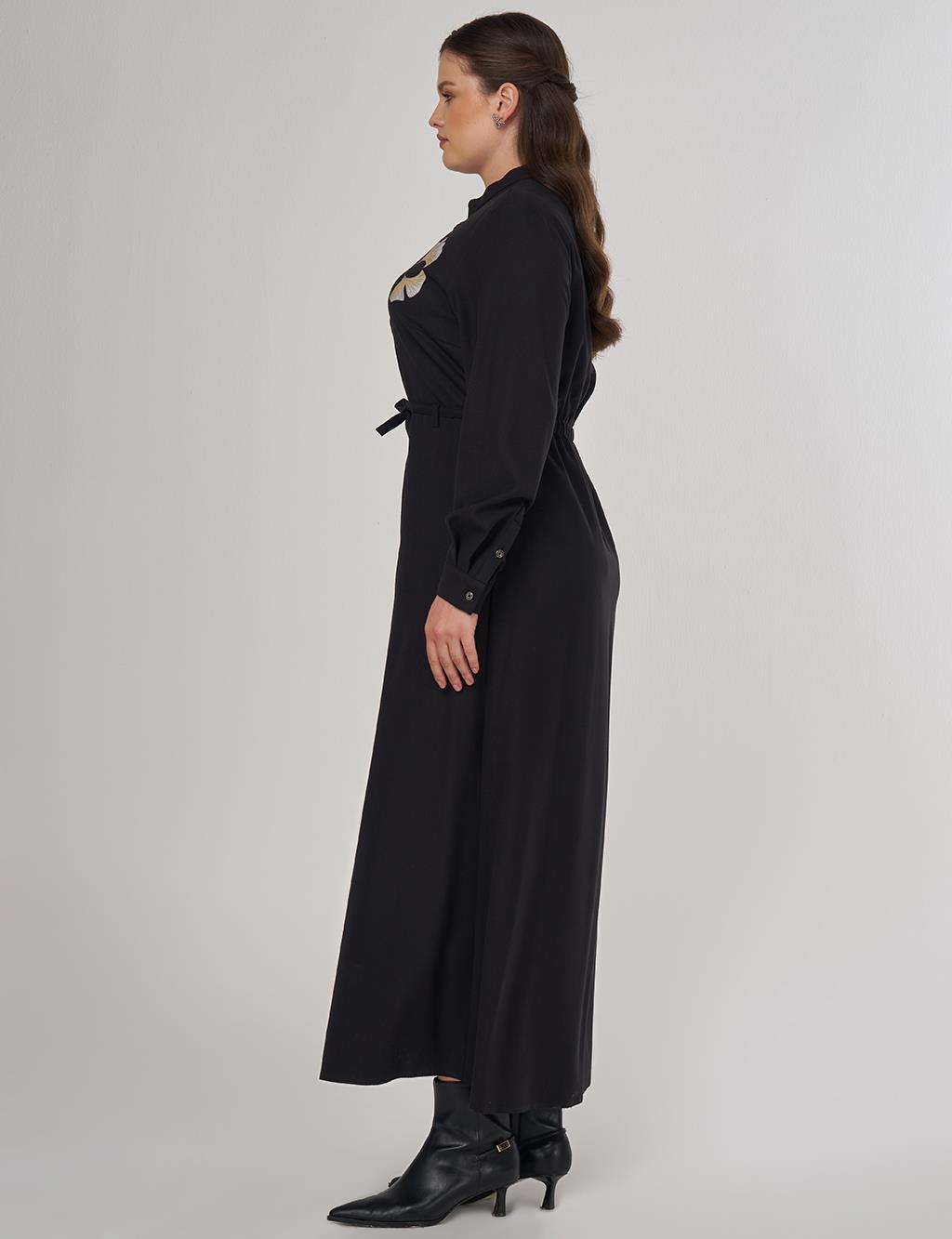 Floral Print Viscose Dress in Black