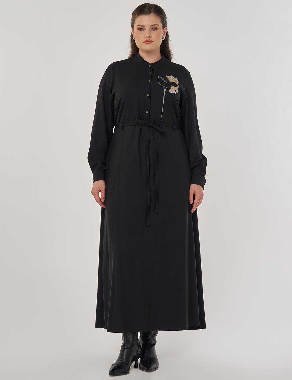 Floral Print Viscose Dress in Black