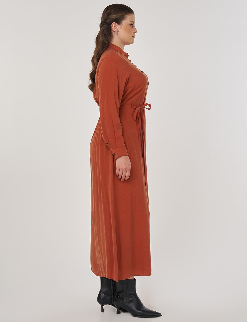 Floral Printed Rayon Dress in Brick Red