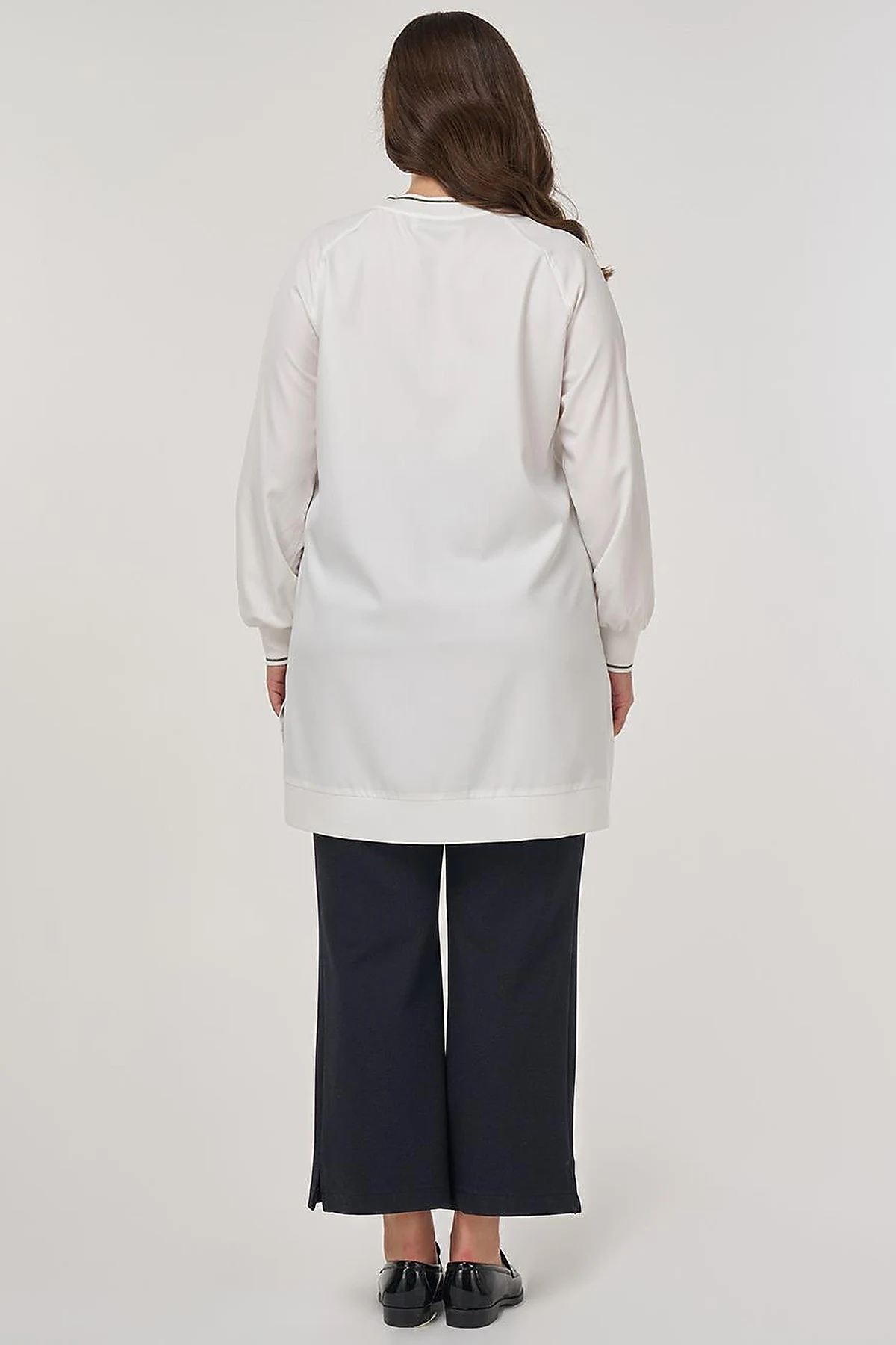 Viscose Tunic with Printed Details in Ecru