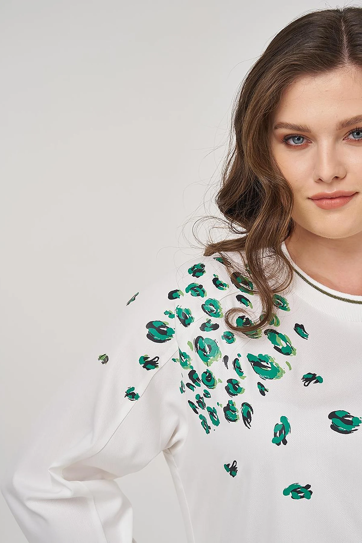 Viscose Tunic with Printed Details in Ecru