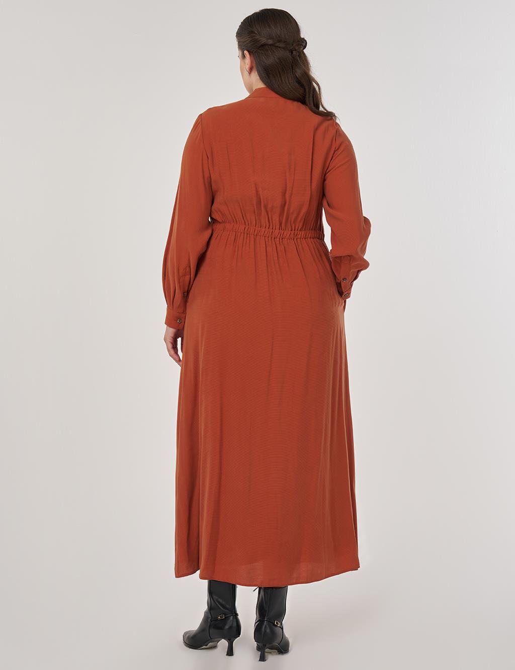Floral Printed Rayon Dress in Brick Red