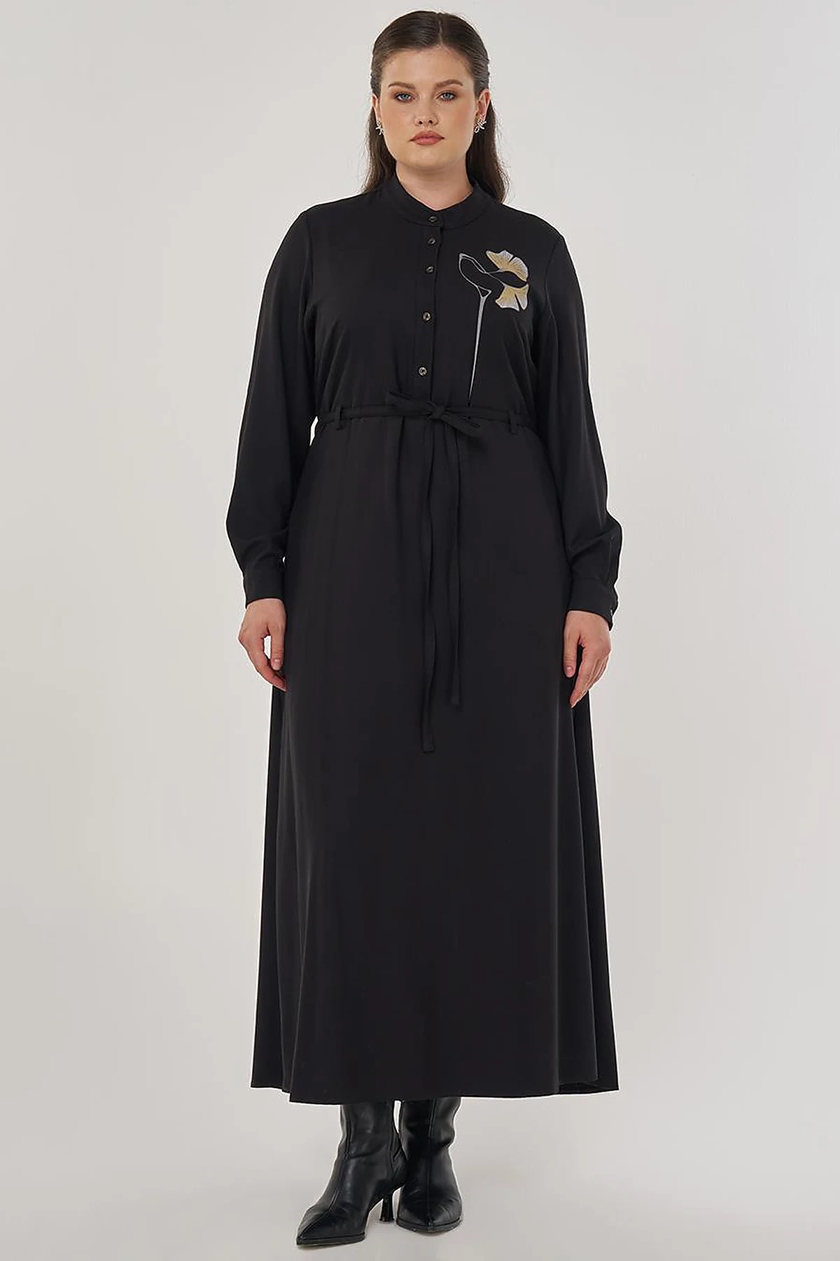 Floral Print Viscose Dress in Black