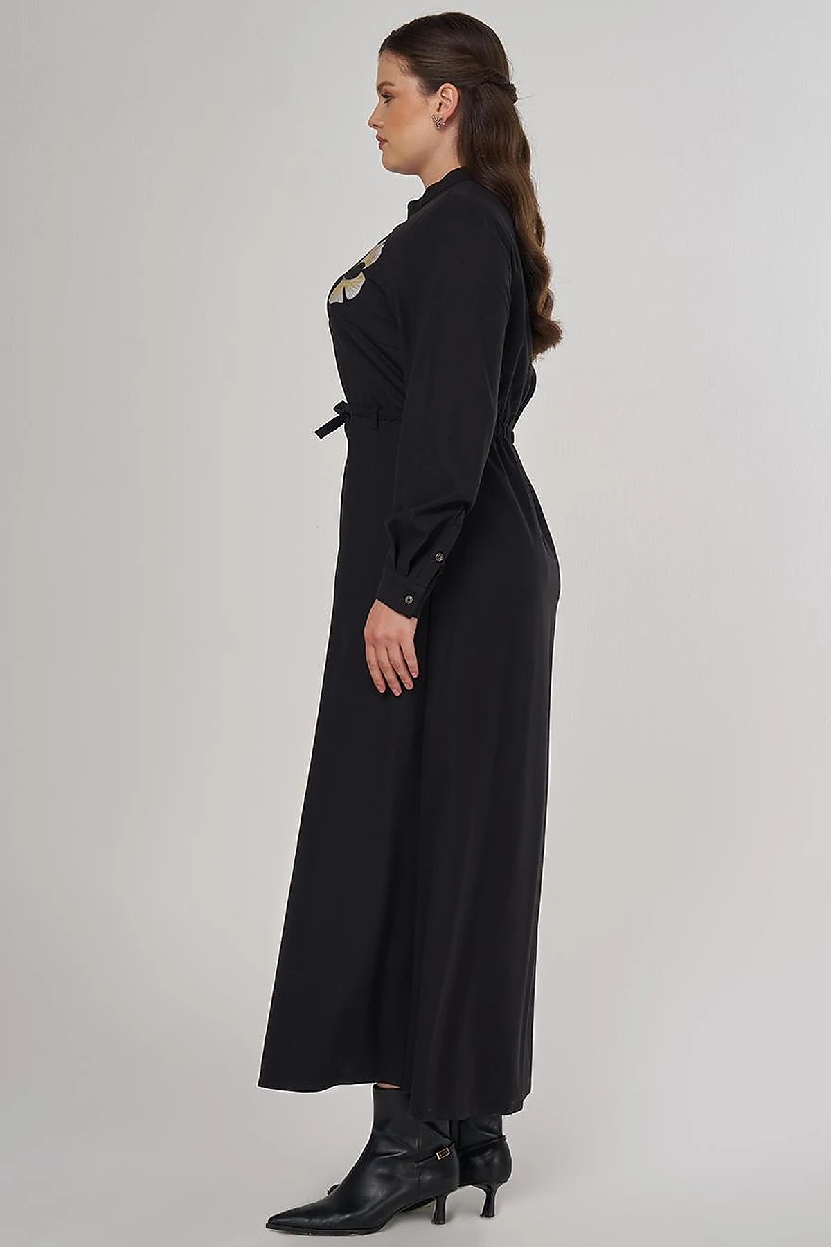 Floral Print Viscose Dress in Black
