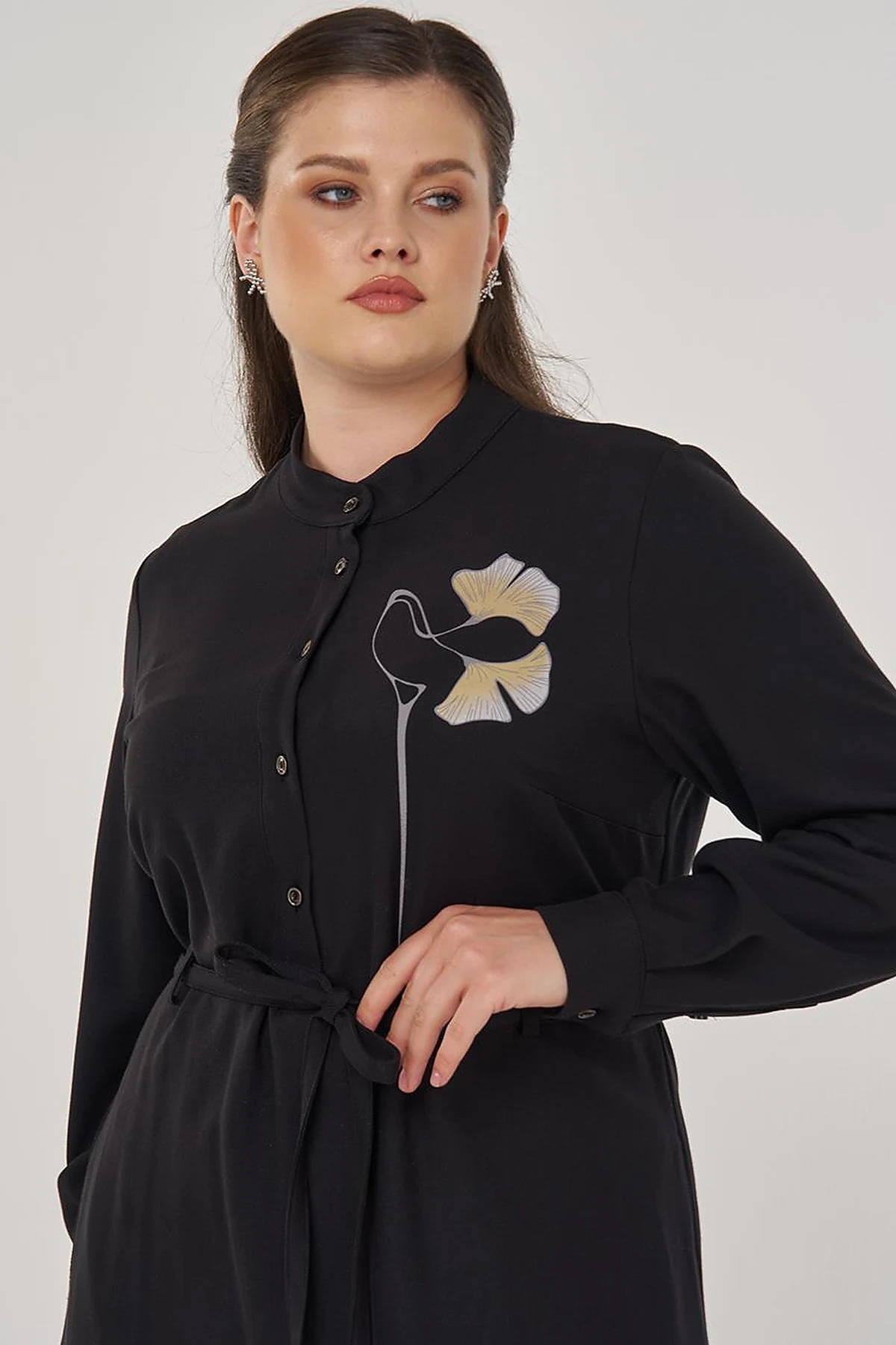 Floral Print Viscose Dress in Black