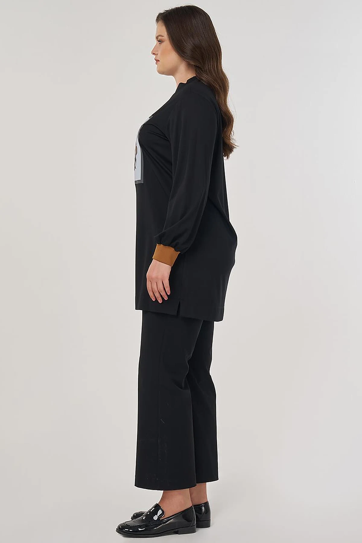 Rayon Sweatshirt with Visual Print in Black