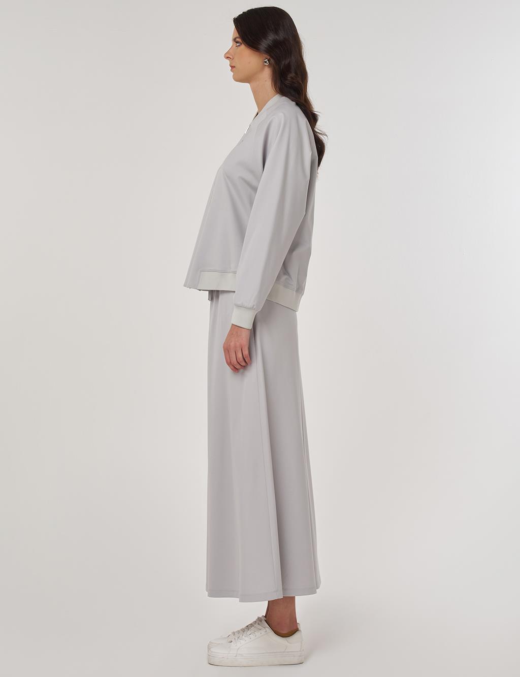 Rayon Skirt Suit in Gray