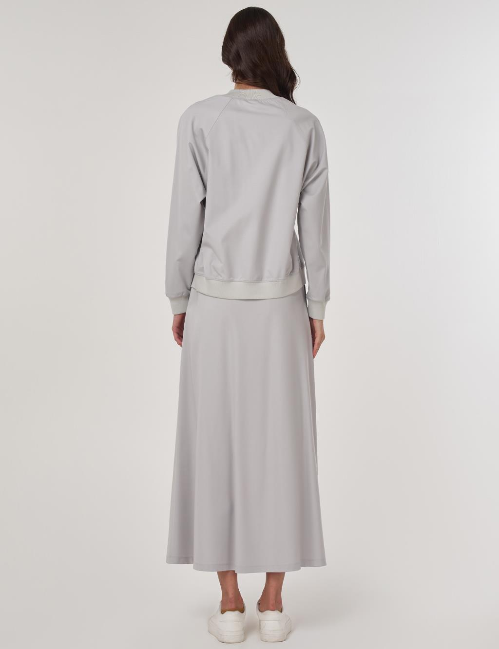 Rayon Skirt Suit in Gray