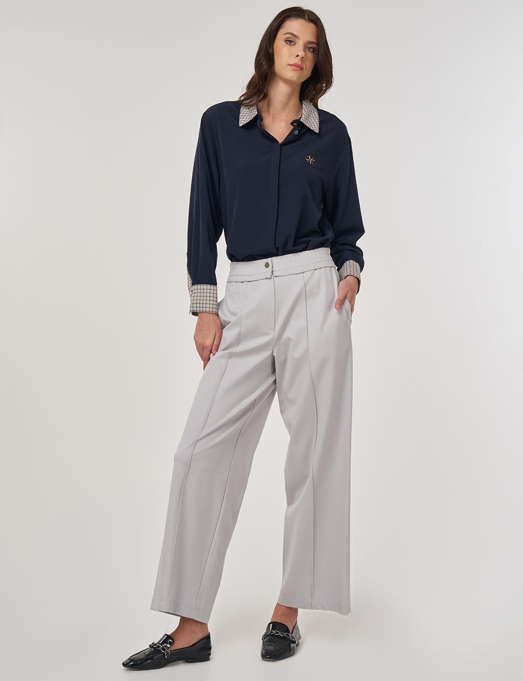 Relaxed-Fit Rayon Trousers in Gray