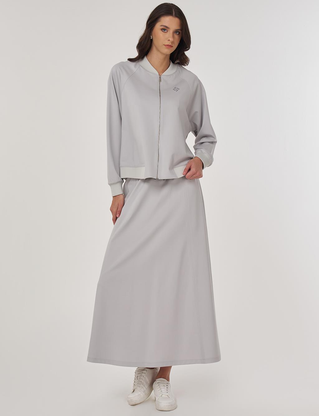 Rayon Skirt Suit in Gray