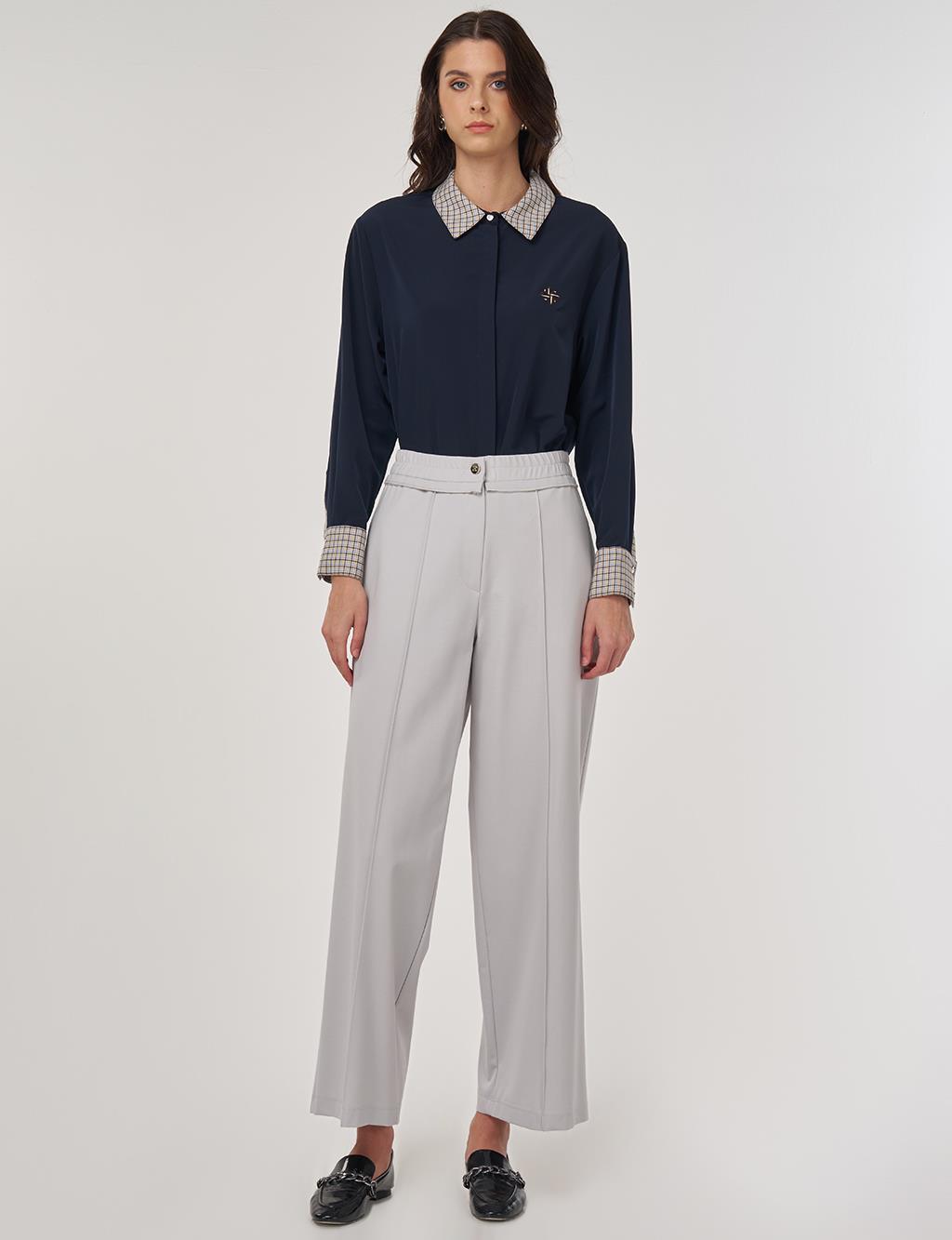 Relaxed-Fit Rayon Trousers in Gray