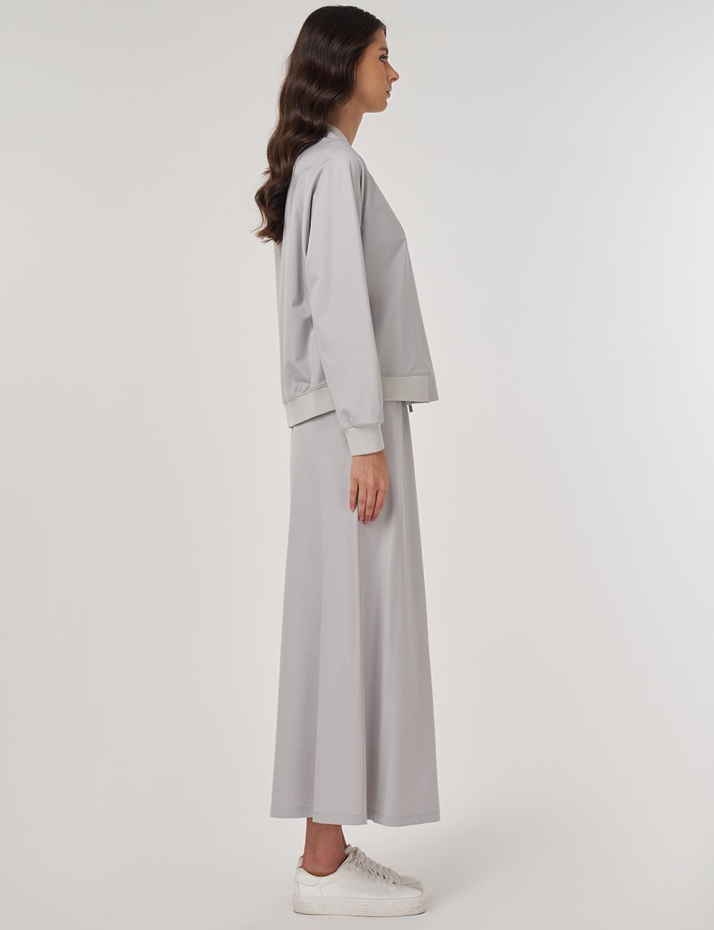 Rayon Skirt Suit in Gray